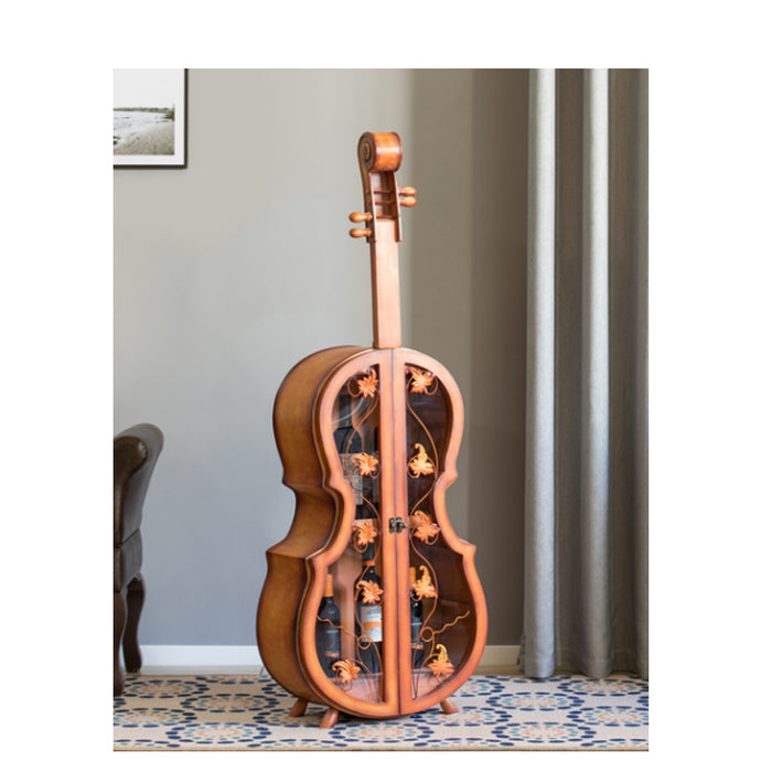 4.5 Feet Tall Violin Shaped Cabinet With 2 Shelf and Acrylic Clear Double Door_1