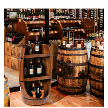 Load image into Gallery viewer, Rustic Wooden Wine Barrel Display Shelf Storage Stand_2