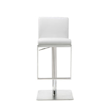 Load image into Gallery viewer, Sleek White Faux Leather Adjustable Bar Stool