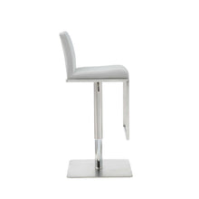 Load image into Gallery viewer, Sleek White Faux Leather Adjustable Bar Stool