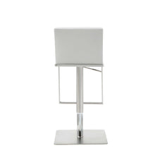 Load image into Gallery viewer, Sleek White Faux Leather Adjustable Bar Stool