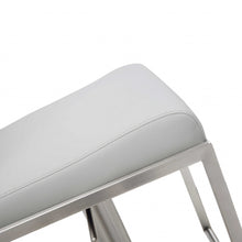 Load image into Gallery viewer, Sleek White Faux Leather Adjustable Bar Stool