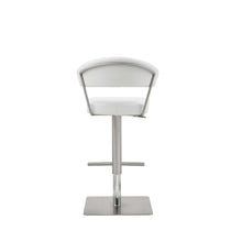 Load image into Gallery viewer, White Faux Leather And Stainless Adjustable Bar Stool, 34&#39; H x 20&quot; W x 22&quot; D