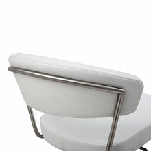 Load image into Gallery viewer, White Faux Leather And Stainless Adjustable Bar Stool, 34&#39; H x 20&quot; W x 22&quot; D