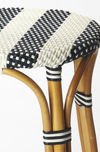 Load image into Gallery viewer, Navy Blue And White Rattan Bar Stool