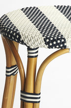 Load image into Gallery viewer, Navy Blue And White Rattan Bar Stool