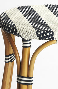 Navy Blue And White Rattan Bar Stool