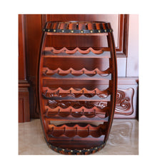 Load image into Gallery viewer, Rustic Barrel Shaped Wooden Wine Rack for 23 Bottles
