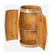 Load image into Gallery viewer, Wooden Wine Barrel Shaped Wine Holder, Bar Storage Lockable Storage Cabinet_6