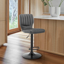 Load image into Gallery viewer, Gray Faux Leather Textured Adjustable Bar Stool