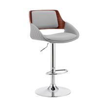 Load image into Gallery viewer, Grey Faux Leather Adjustable Chrome Swivel Bar Stool