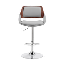 Load image into Gallery viewer, Grey Faux Leather Adjustable Chrome Swivel Bar Stool