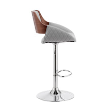 Load image into Gallery viewer, Grey Faux Leather Adjustable Chrome Swivel Bar Stool