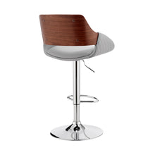 Load image into Gallery viewer, Grey Faux Leather Adjustable Chrome Swivel Bar Stool