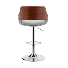 Load image into Gallery viewer, Grey Faux Leather Adjustable Chrome Swivel Bar Stool