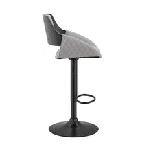 Load image into Gallery viewer, Grey Faux Leather Adjustable Black Swivel Bar Stool