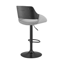 Load image into Gallery viewer, Grey Faux Leather Adjustable Black Swivel Bar Stool