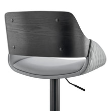 Load image into Gallery viewer, Grey Faux Leather Adjustable Black Swivel Bar Stool