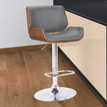 Load image into Gallery viewer, Gray Upholstered Chrome Base Adjustable Bar Stool