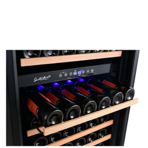 Smith and Hanks 166 Bottle Dual Zone Wine Cooler, Smoked Black Glass Door