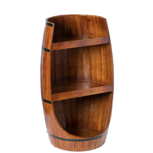 Rustic Wooden Wine Barrel Display Shelf Storage Stand_4