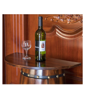 Wooden Wine Barrel Console Bar End Table Lockable Cabinet_4