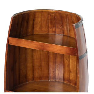 Rustic Wooden Wine Barrel Display Shelf Storage Stand_5