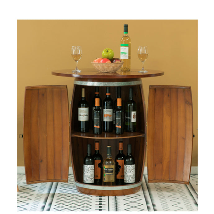 Wine Barrel Round Table Wine Storage Cabinet_1
