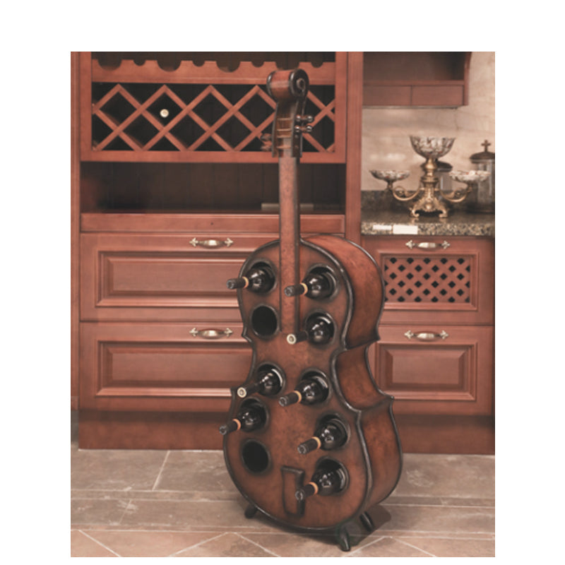 Wooden Violin Shaped Wine Rack-10 Bottle Decorative Wine Holder_1