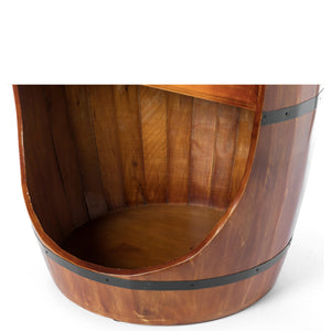Rustic Wooden Wine Barrel Display Shelf Storage Stand_6