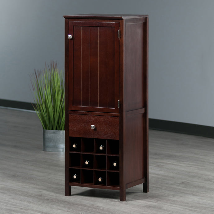 Brooke 3-Section Jelly Cupboard, 1-Drawer and Wine Storage, Walnut
