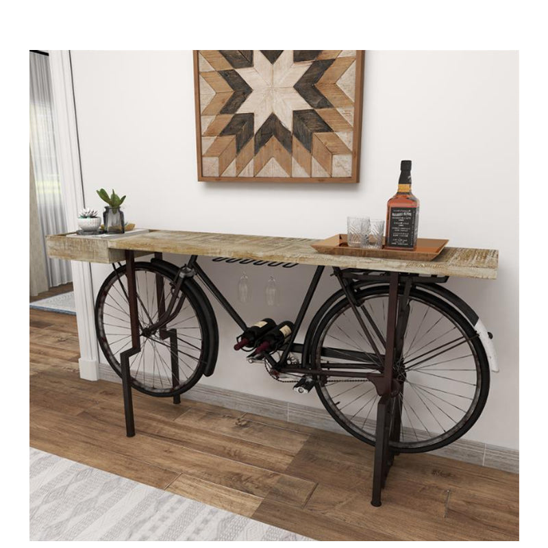 Vintage Bike Wine Bar with Brown Wood Top, 76