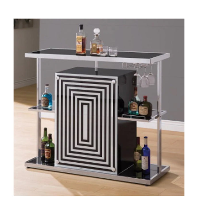 Contemporary Wine Bar Unit With Wine Glass Storage, Black And White