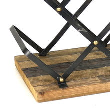 Load image into Gallery viewer, Industrial Style Criss Cross Wine Rack With Wooden Base, Black And Brown - BM209838