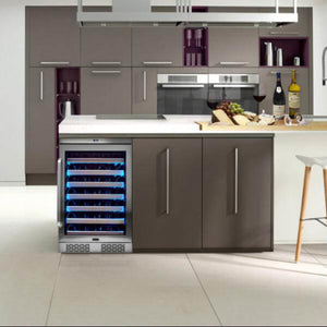 Whynter BWR-545XS Elite Spectrum Lightshow 54 Bottle Stainless Steel 24 inch Built-in or Free-Standing Wine Refrigerator with Touch Controls and Lock