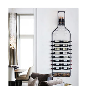 Big Vintage Decorative Metal Bottle Shaped Wine Bottle Holder for Living Room, Dining, or Entryway