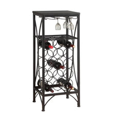 Load image into Gallery viewer, Black Metal Wine Bottle And Glass Rack Home Bar
