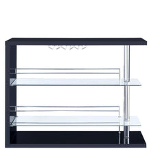 Load image into Gallery viewer, Enticing Rectangular Bar Unit With 2 Shelves And Wine Holder, Black - BM68940