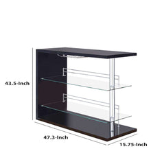 Load image into Gallery viewer, Enticing Rectangular Bar Unit With 2 Shelves And Wine Holder, Black - BM68940