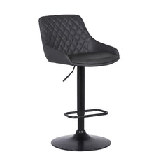 Load image into Gallery viewer, NEW Grey Faux Leather And Black Metal Back Tufted Adjustable Bar Stool