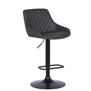 NEW Grey Faux Leather And Black Metal Back Tufted Adjustable Bar Stool