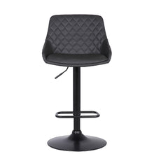 Load image into Gallery viewer, NEW Grey Faux Leather And Black Metal Back Tufted Adjustable Bar Stool