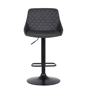 NEW Grey Faux Leather And Black Metal Back Tufted Adjustable Bar Stool