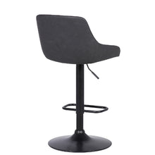 Load image into Gallery viewer, NEW Grey Faux Leather And Black Metal Back Tufted Adjustable Bar Stool