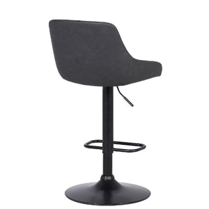 NEW Grey Faux Leather And Black Metal Back Tufted Adjustable Bar Stool