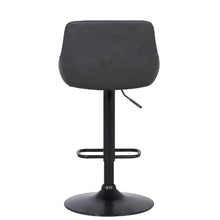 Load image into Gallery viewer, NEW Grey Faux Leather And Black Metal Back Tufted Adjustable Bar Stool