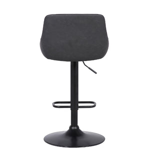 NEW Grey Faux Leather And Black Metal Back Tufted Adjustable Bar Stool