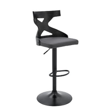 Load image into Gallery viewer, Grey Faux Leather Stylish Curved Back Bar Stool