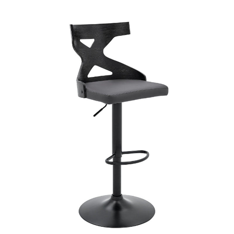 Grey Faux Leather Stylish Curved Back Bar Stool