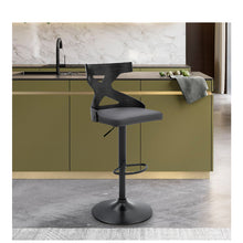 Load image into Gallery viewer, Grey Faux Leather Stylish Curved Back Bar Stool